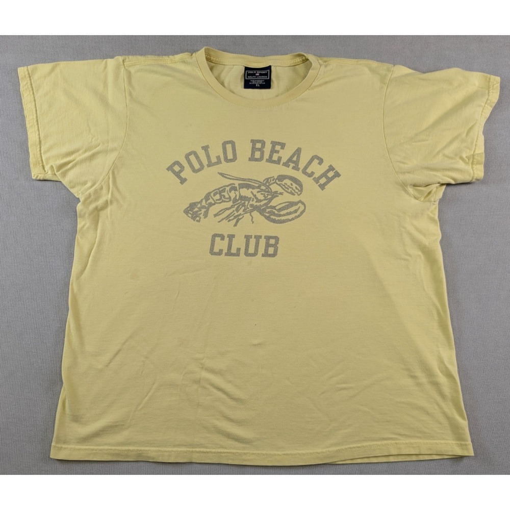 Vintage Polo Ralph Lauren Shirt Mens XL Yellow Sport Polo Beach Y2K Crew Neck
